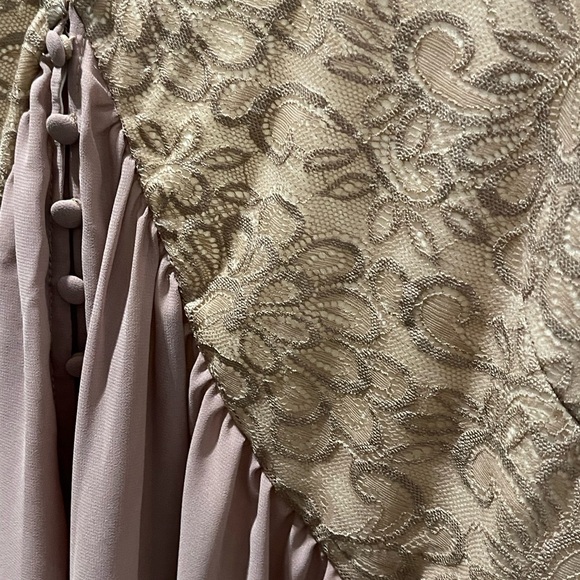 Boho Lace Yoke Long-Sleeve Dress in Dusty Rose - Picture 5 of 6